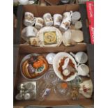 Two trays of ceramic and glass ware to include mugs, bowls etc.