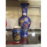 A blue glazed floral decorated Carlton ware vase together with a blue oriental decorated Carlton