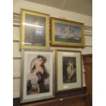 Four framed and glazed prints of classical nude portraits