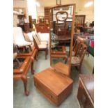 An Ercol Cheval mirror with drawer to base