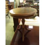 A reproduction walnut effect occasional table