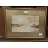 A framed and glazed watercolour titled "Oban Bay" initialed bottom right