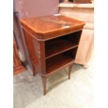 A reproduction mahogany and walnut effect bedside table