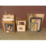 A selection of framed and unframed prints, watercolours,