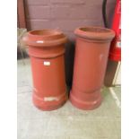 Two terracotta chimney pots