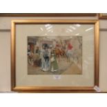 A framed and glazed watercolour of hunting scene signed Gilbert S Wright