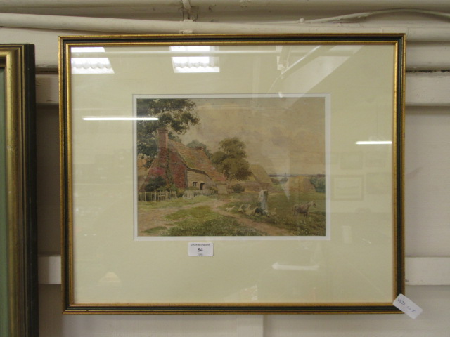 A framed and glazed watercolour of farming scene signed W.Eggerton.