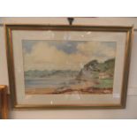 A framed and glazed watercolour of coastal scene signed P Macgregor Wilson RSW