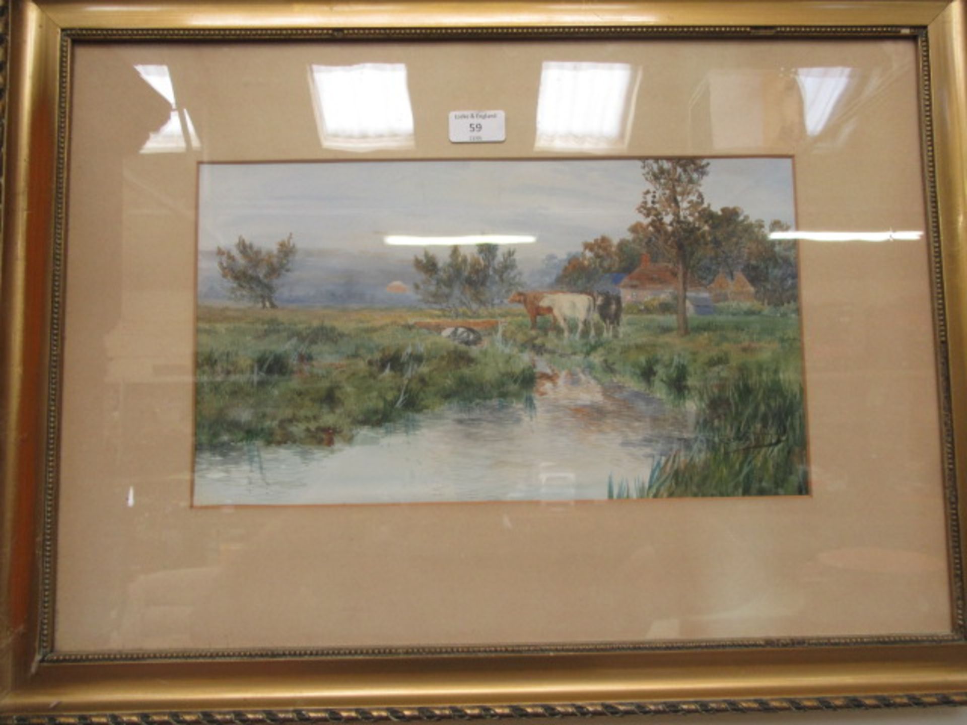 A framed and glazed watercolour of cattle by river scene signed Coast CONDITION REPORT: - Image 2 of 5