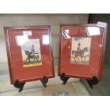 Two framed and glazed Cashes silks of military soldiers on horseback