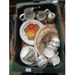 A tray containing mid-20th century part dinner service with floral design by Midwinter,