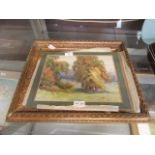 A gilt framed and glazed watercolour of cattle in countryside signed bottom left
