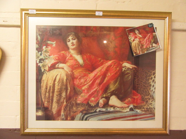 A framed and glazed print titled Leila after Sir Frank Dicksee