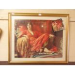 A framed and glazed print titled Leila after Sir Frank Dicksee
