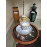 A selection of assorted ceramic and stoneware items to include flagon, cup, saucer etc.