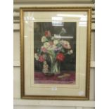 A framed and glazed watercolour of still life signed Eynon