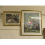 A large framed and glazed print of still life after Albert Williams together with a framed and