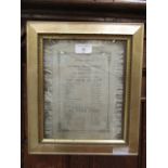 A framed and glazed silk programme for the amateur theatricals at Jesus college