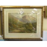 A framed and glazed watercolour of sheep in valley scene signed Murray Macdonald 1906