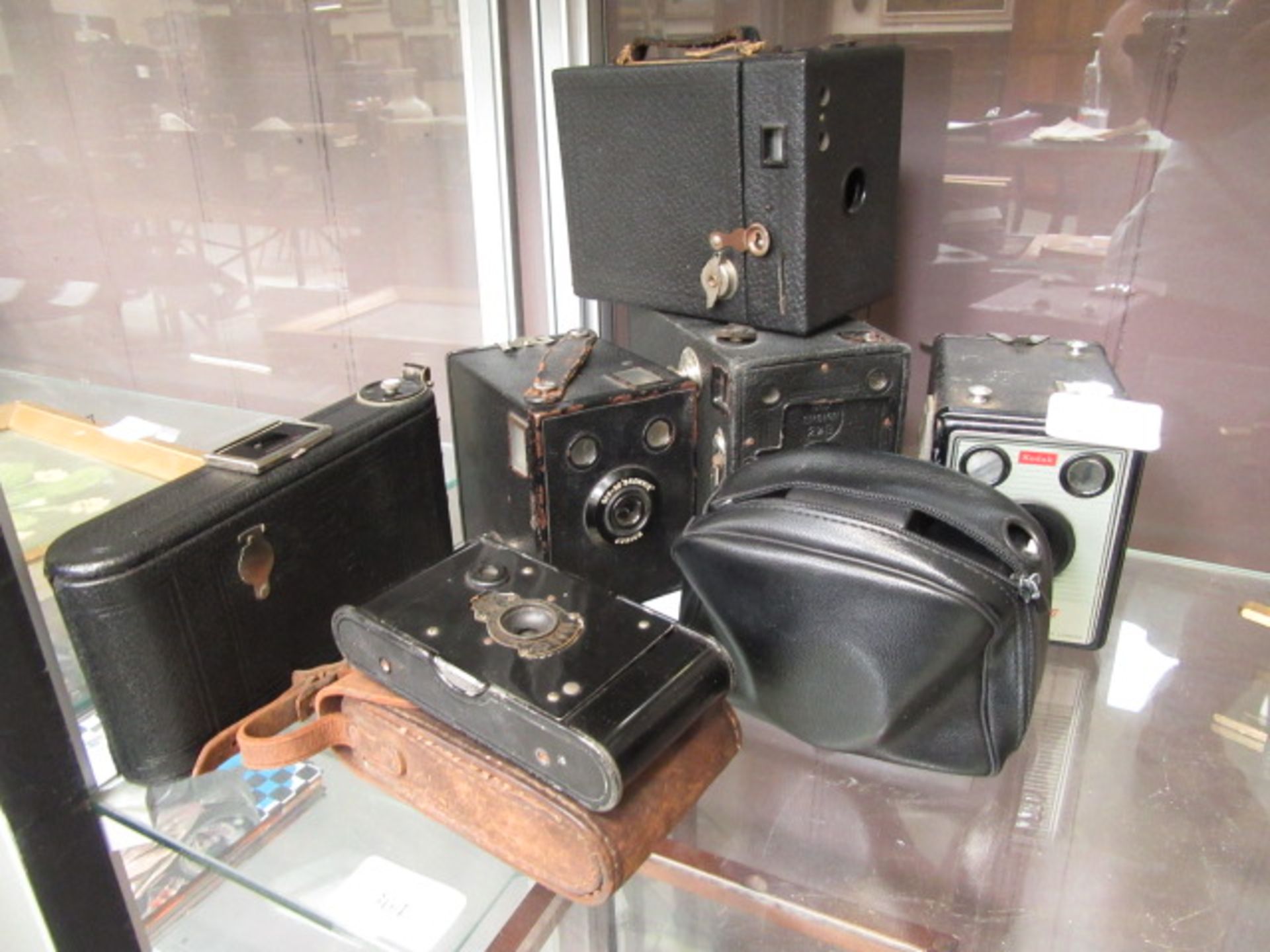 A selection of old box cameras etc.