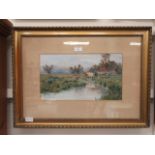 A framed and glazed watercolour of cattle by river scene signed Coast CONDITION REPORT: