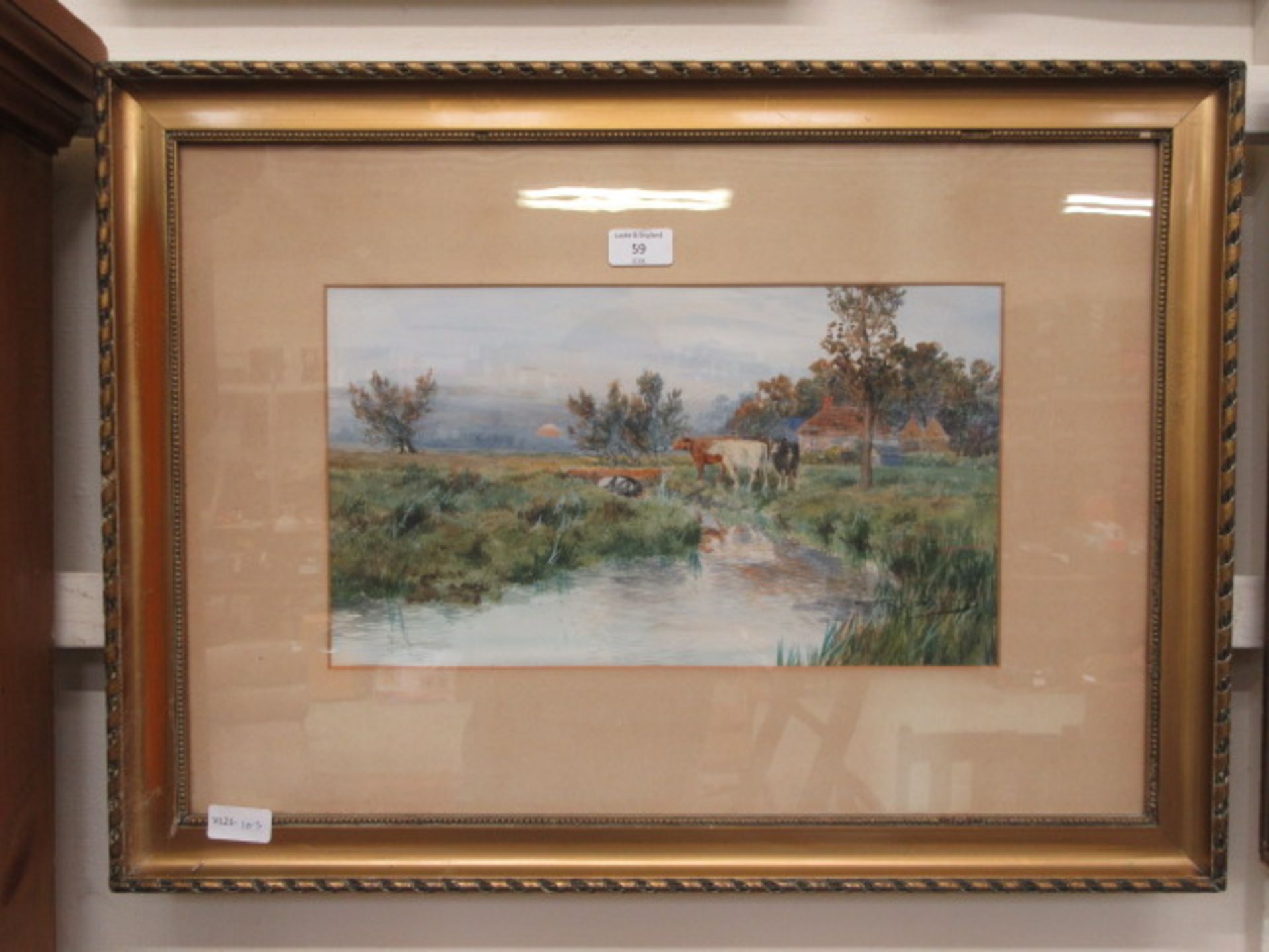 A framed and glazed watercolour of cattle by river scene signed Coast CONDITION REPORT: