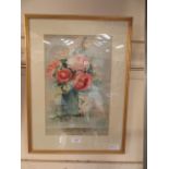 A framed and glazed watercolour of still life signed Edith Matthews