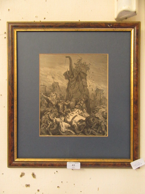 A framed print of war elephant