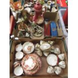 Two trays of ceramic ware to include a part earl 20th century tea set,