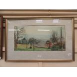 A framed and glazed pastel of garden scene signed Marc Lasok