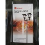 A boxed solar garden lamp post