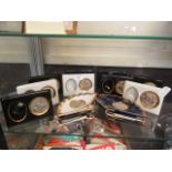 A selection of Chokin ceramic picture frames and trinket dishes with 24ct gold rims