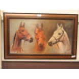 A modern framed oleograph of Arkle, Redrum, and Desert Orchid signed bottom right S.R.