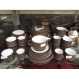 A large collection of Hornsea brown and white table ware comprising of cups saucers, tureens,