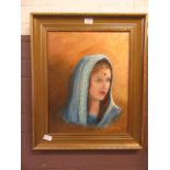 A gilt framed oil on canvas of eastern lady's head signed Irenie Herring