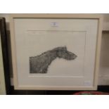 A framed and glazed limited edition print of sorry looking dog signed Reed 2011