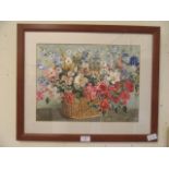 A framed and glazed watercolour of still life signed L.