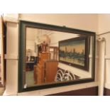 A modern green painted bevel glass rectangular wall mirror