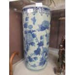 A reproduction blue and white floral decorated stick stand