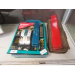 A small box of drills, a set of 21 piece bit set, sockets etc.