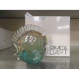 A boxed glass fish by Objets D'art