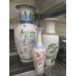 Three reproduction oriental ceramic vases