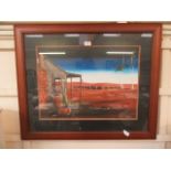 A framed and glazed oil painting of Australian scene signed L.