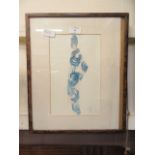 A framed and glazed possible watercolour of oriental ladies signed bottom right
