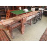 A substantial as found wooden workbench