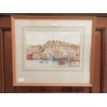 A framed and glazed watercolour of harbour scene signed Cook '78