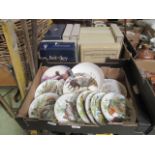 Two trays of collectors plates with boxes