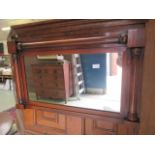 A 19th century rosewood over mantle mirror