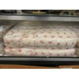 Two bagged as new pink floral printed quilted bed spreads measuring 240cm by 260cm