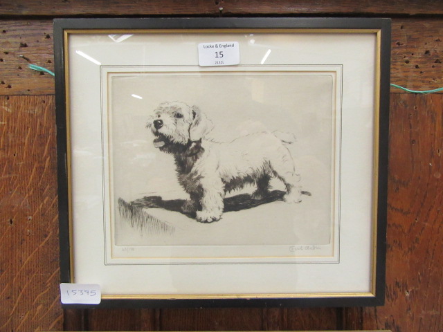 A framed and glazed limited edition print of a dog signed Cecil Aldin